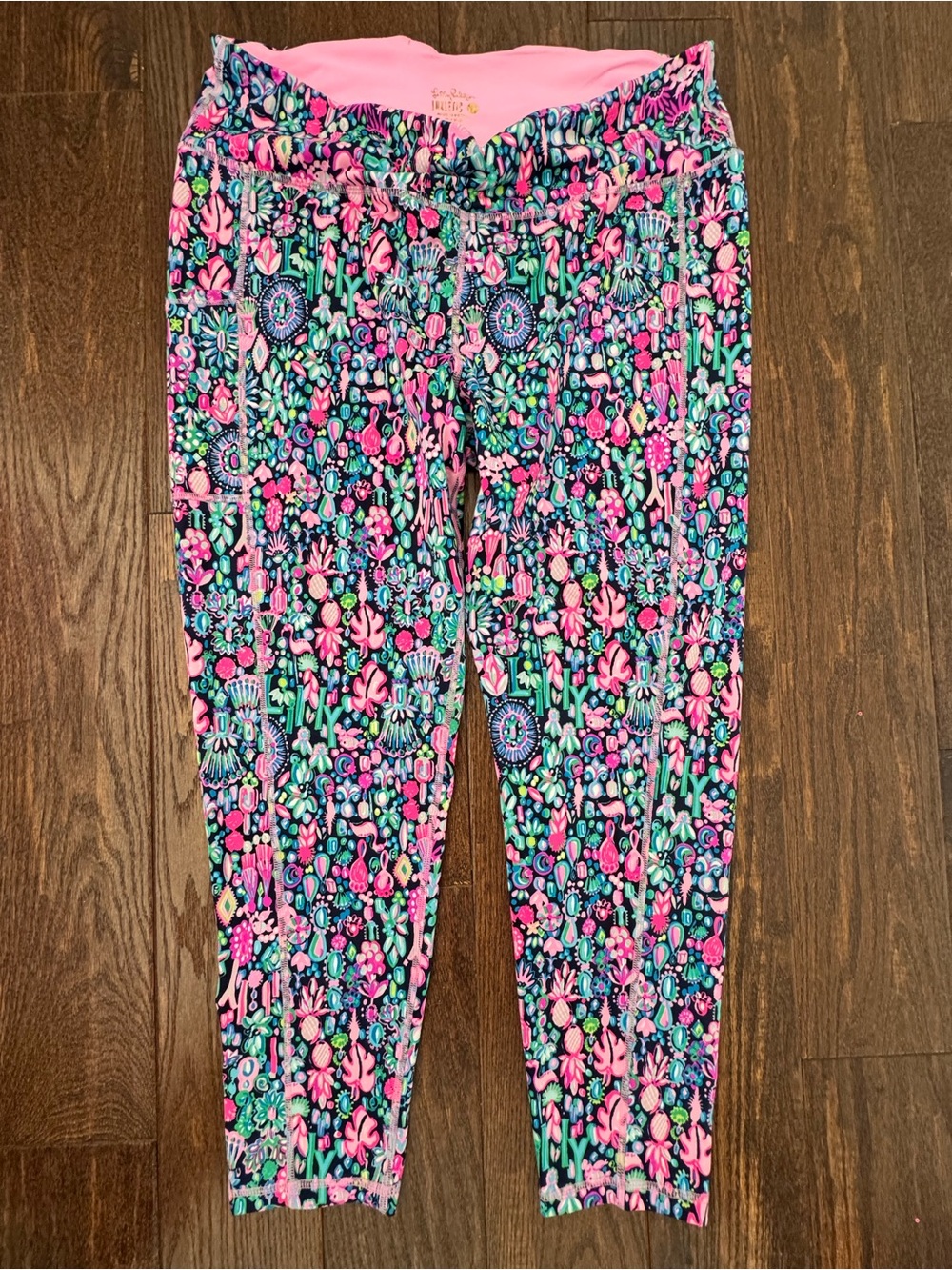 Lilly Pulitzer Sz XXL Weekender HighRise Leggings Low Tide Navy Jewely
